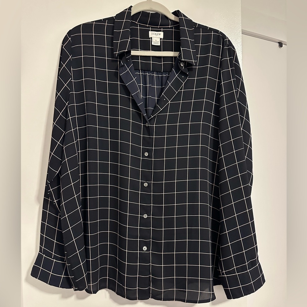 J. Crew pink and navy stripped dress shirt